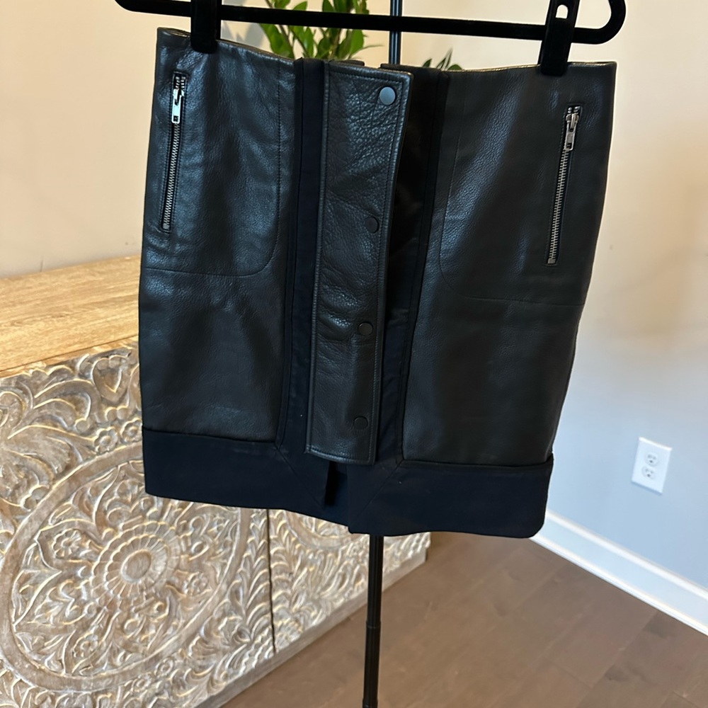A.L.C. Midnight Blue and black Leather Skirt